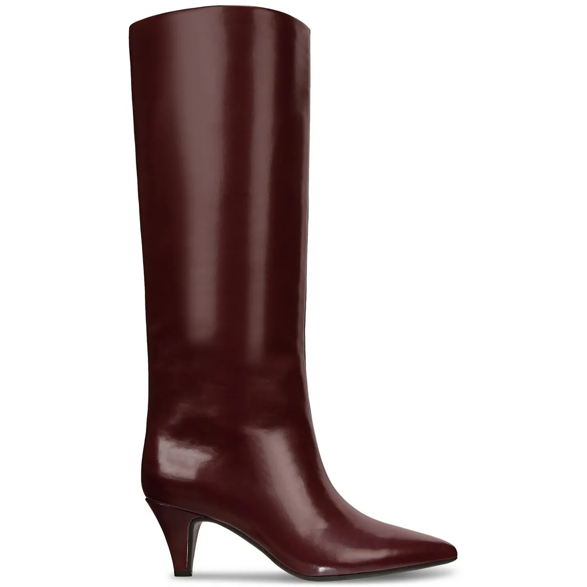 KAIAA Womens Faux Leather Kitten Heel Knee-High Boots