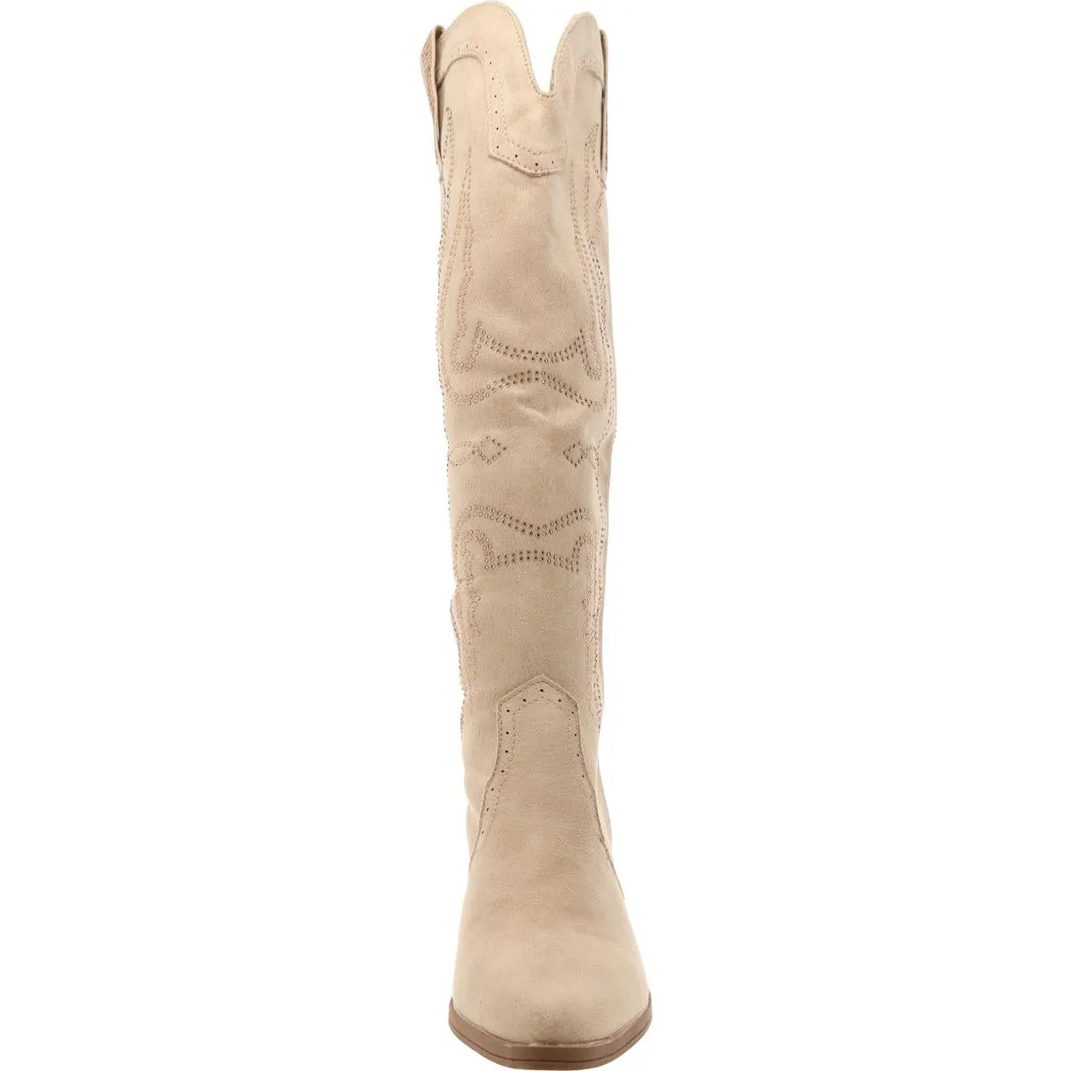 Kammy Rhinestone Womens Faux Suede Tall Cowboy, Western Boots