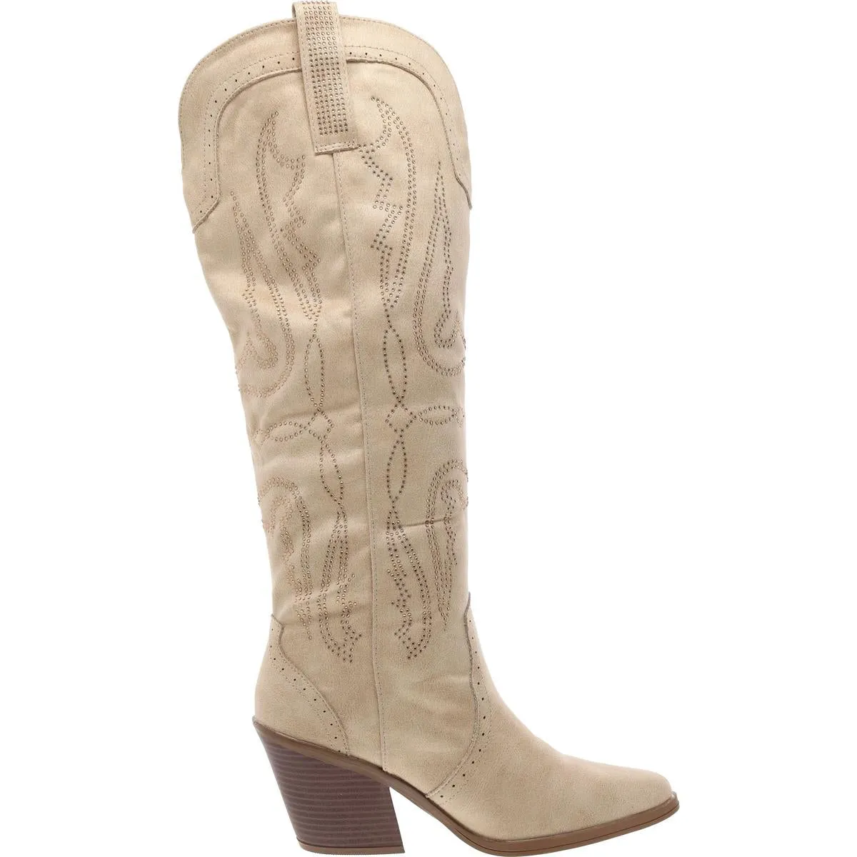 Kammy Rhinestone Womens Faux Suede Tall Cowboy, Western Boots