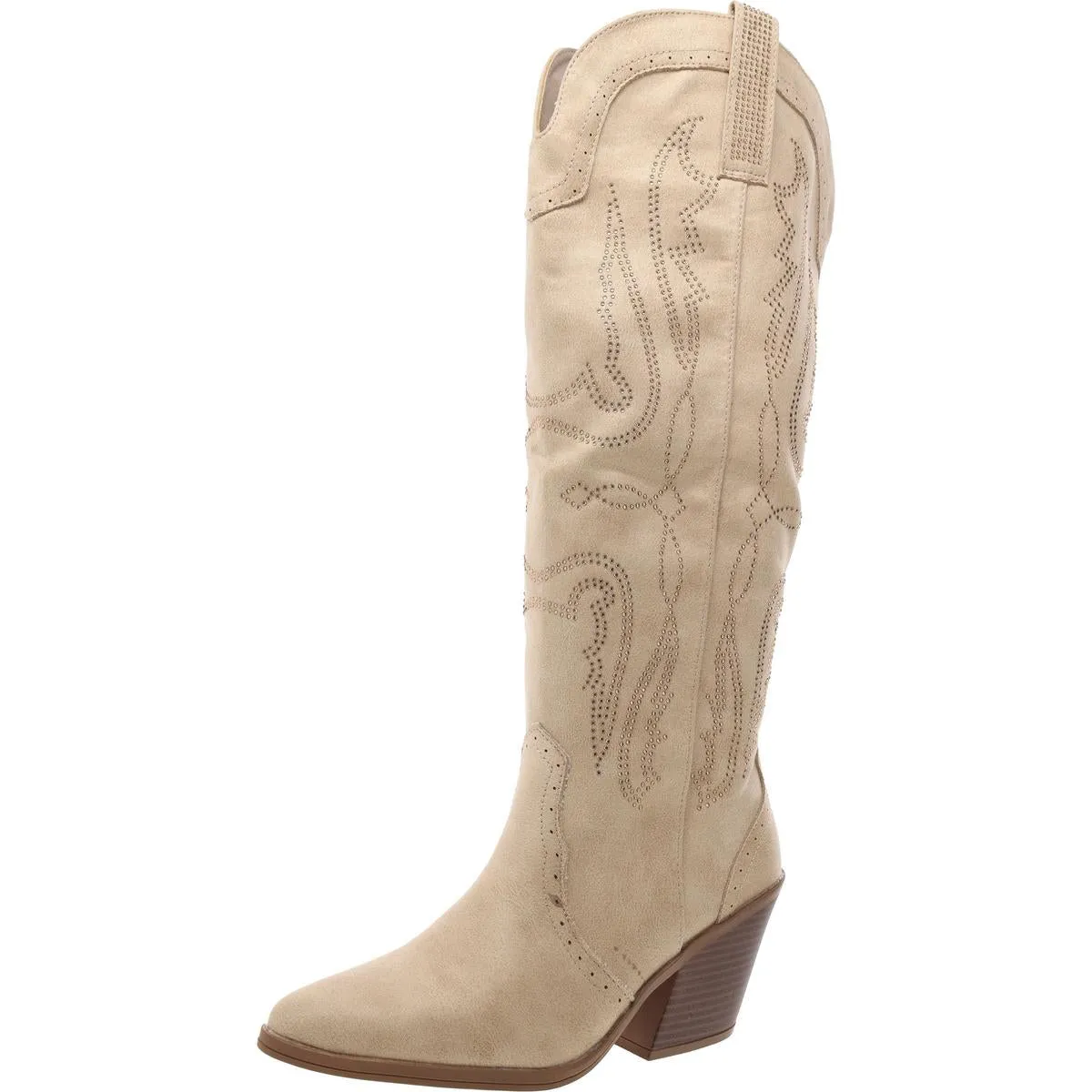 Kammy Rhinestone Womens Faux Suede Tall Cowboy, Western Boots