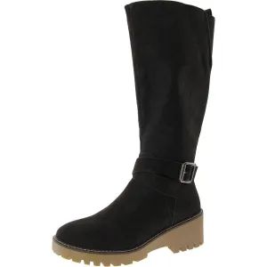 Kathleen Womens Faux Suede Lugged Sole Knee-High Boots