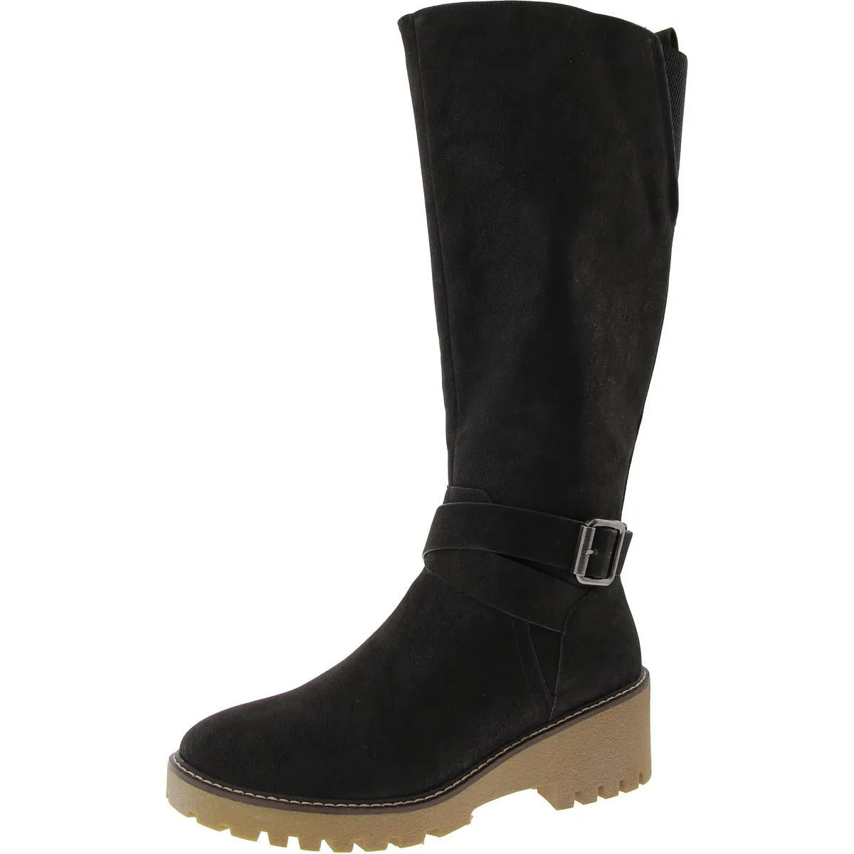 Kathleen Womens Faux Suede Lugged Sole Knee-High Boots