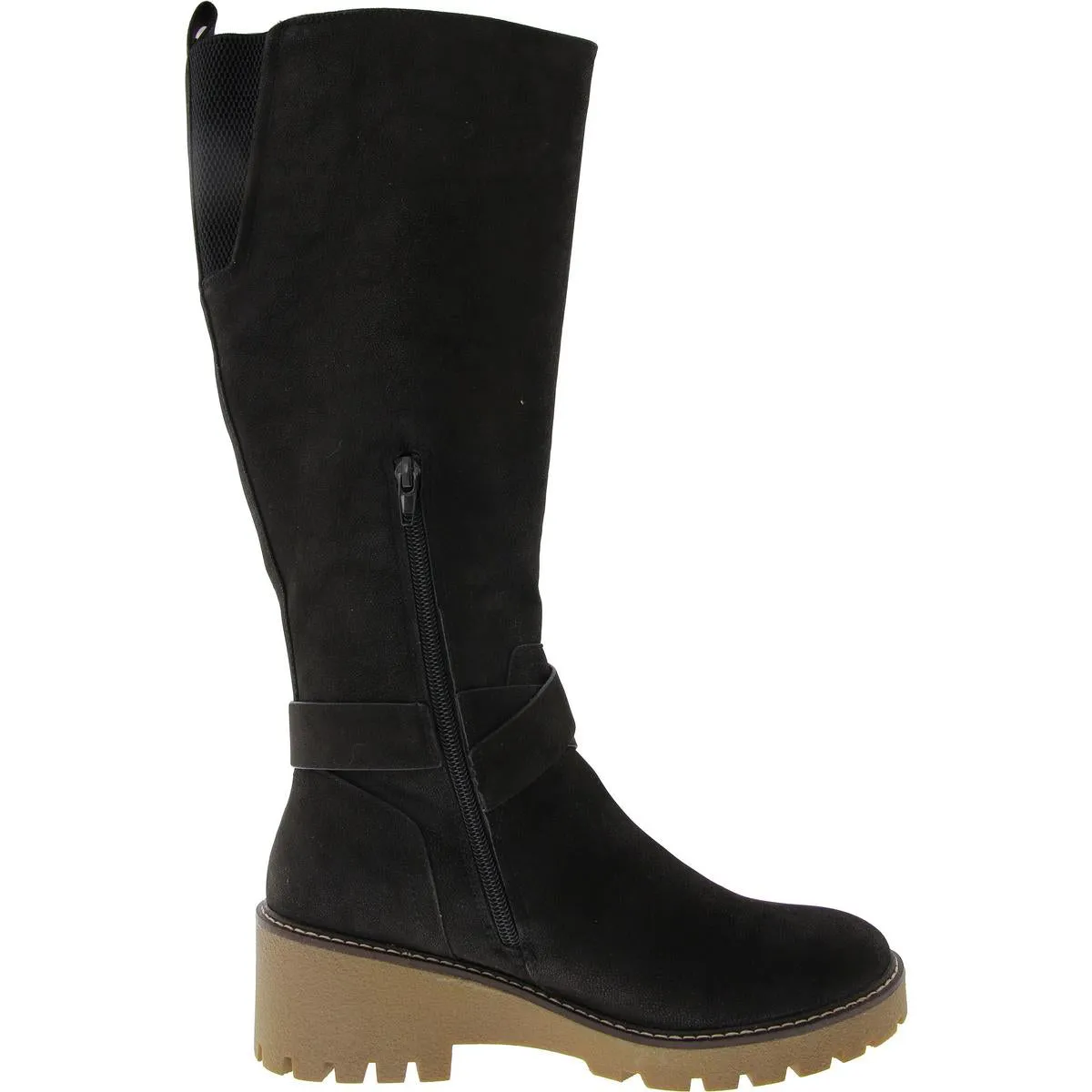 Kathleen Womens Faux Suede Lugged Sole Knee-High Boots