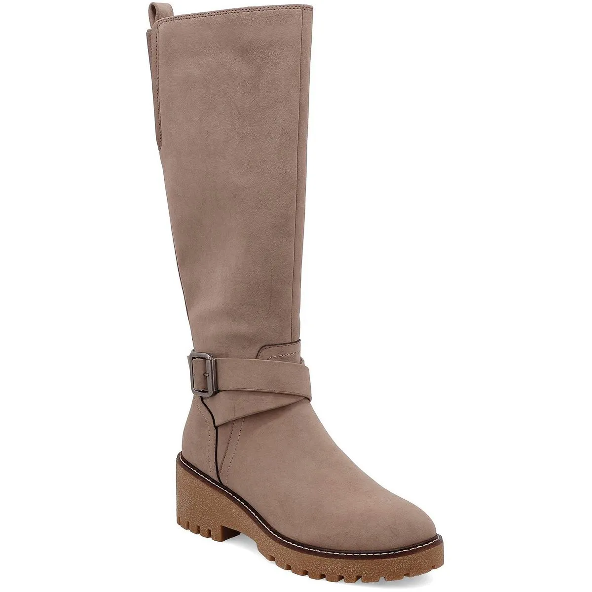 Kathleen Womens Faux Suede Lugged Sole Knee-High Boots