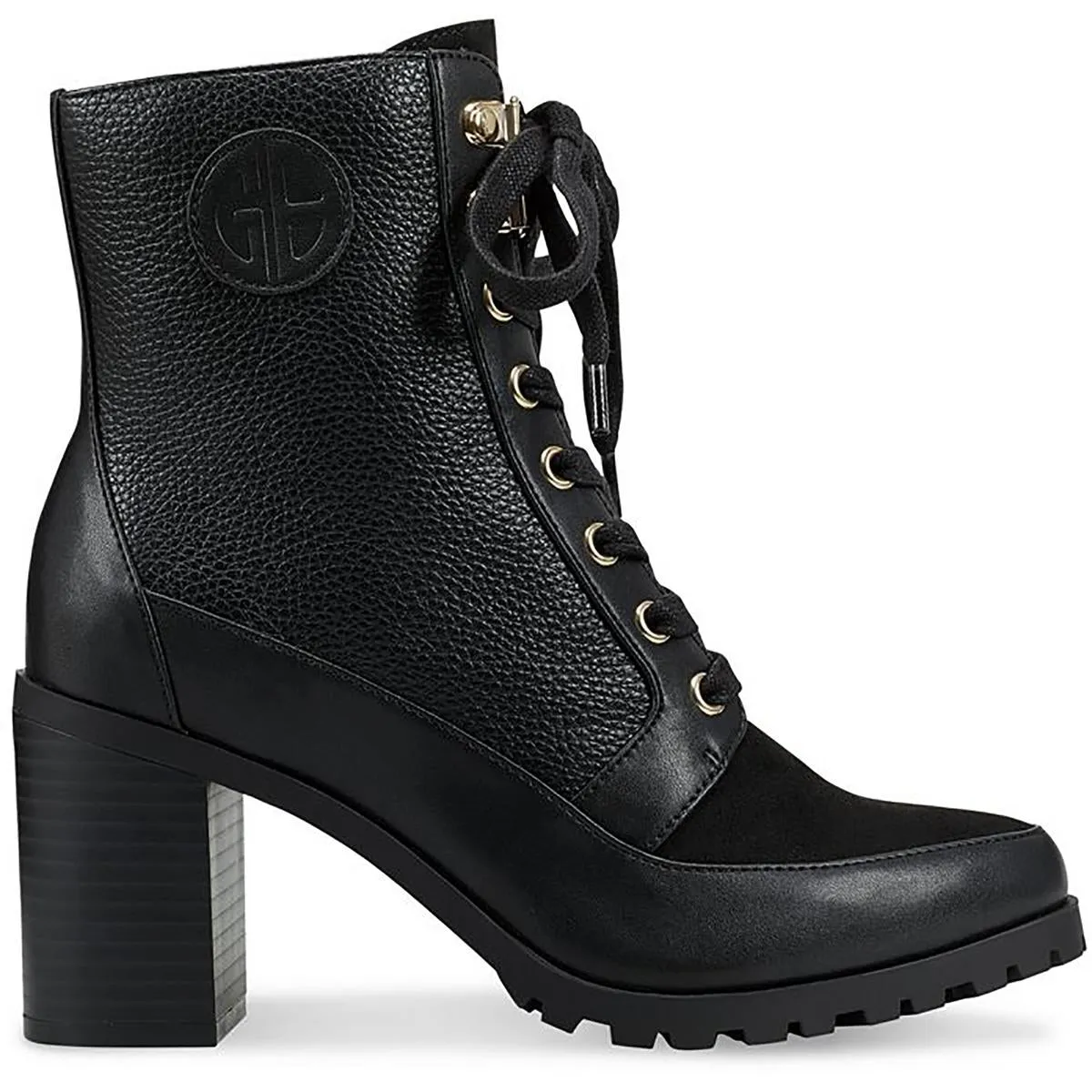 Keegann Womens Faux Leather Pointed Toe Combat & Lace-Up Boots