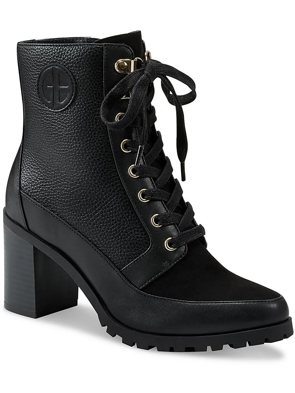 Keegann Womens Faux Leather Pointed Toe Combat & Lace-Up Boots