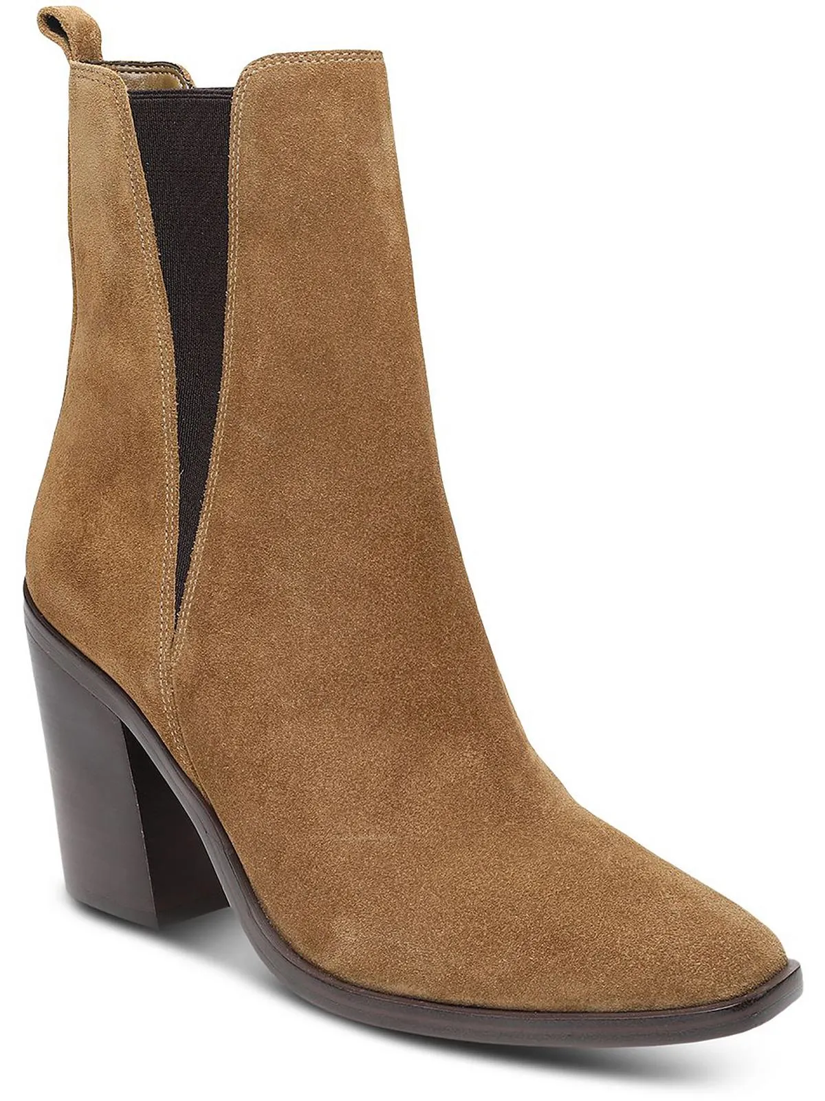 KRISTIE Womens Leather Block Heel Mid-Calf Boots