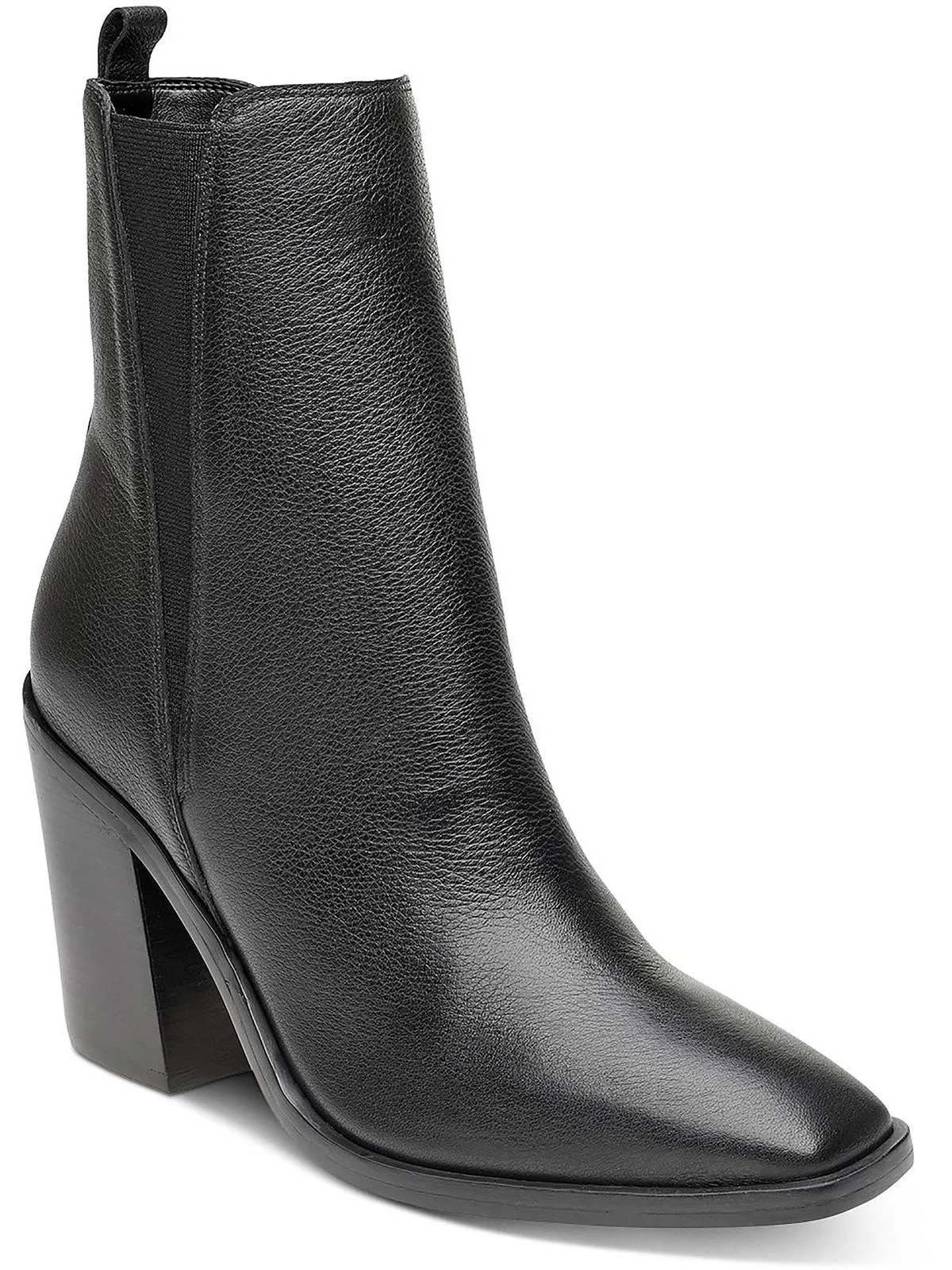 KRISTIE Womens Leather Block Heel Mid-Calf Boots
