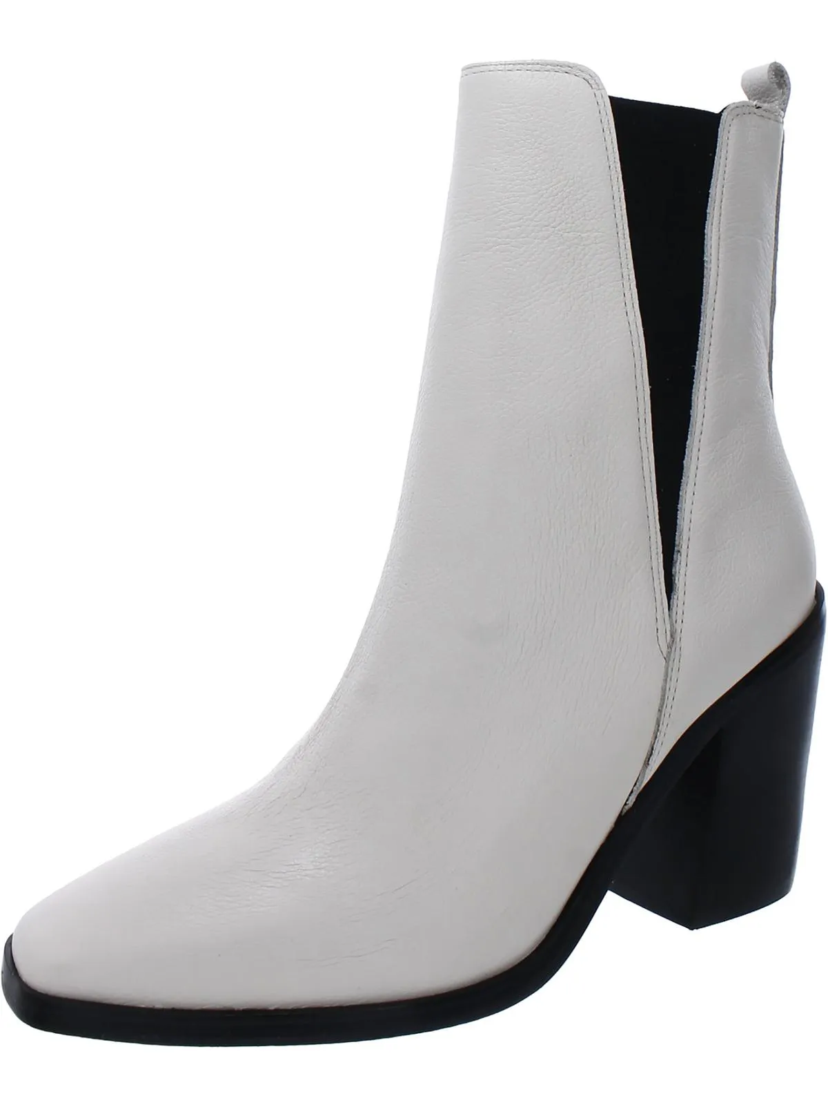 KRISTIE Womens Leather Block Heel Mid-Calf Boots