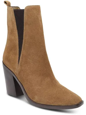 KRISTIE Womens Leather Block Heel Mid-Calf Boots