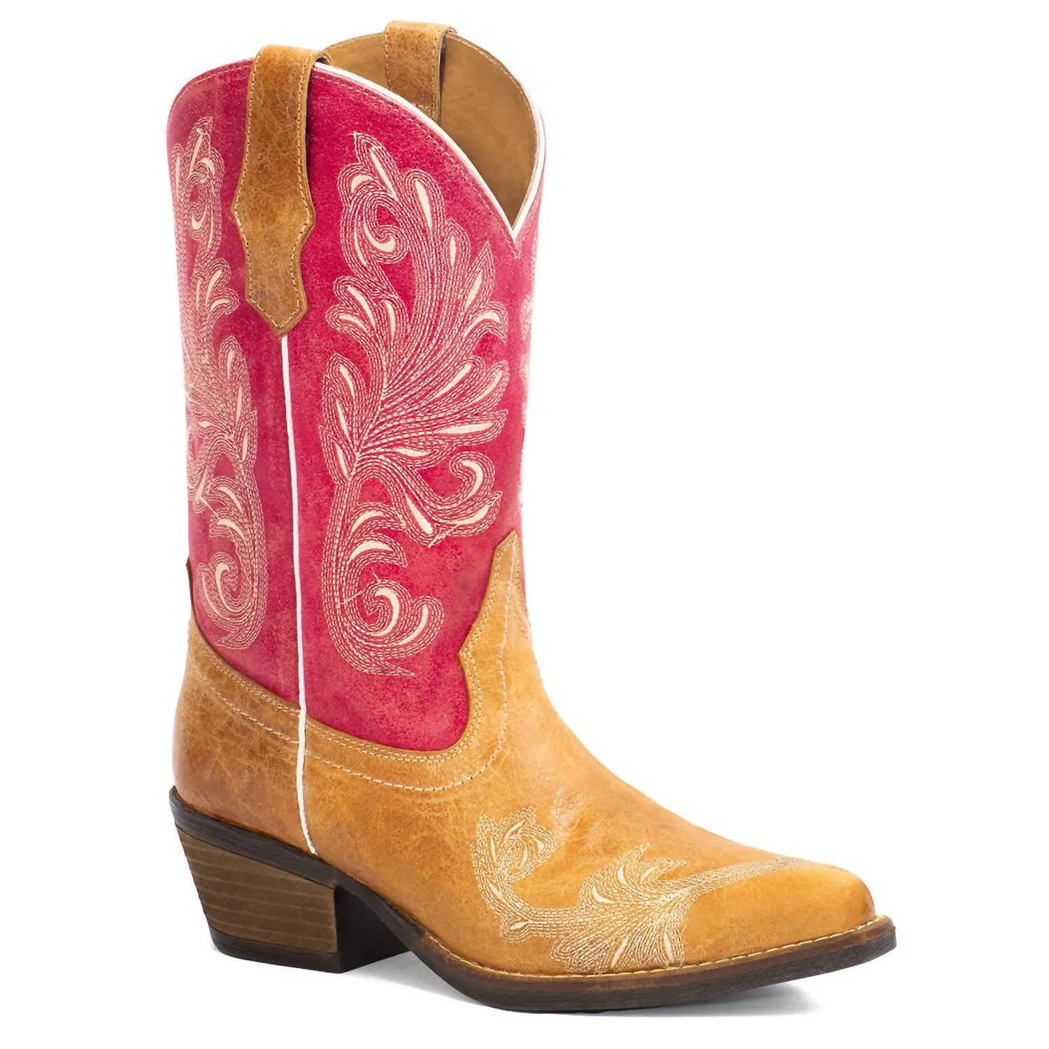 Ladies Western Leather Boots In Pink