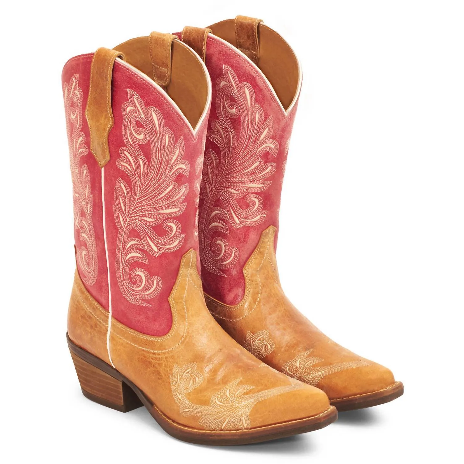 Ladies Western Leather Boots In Pink