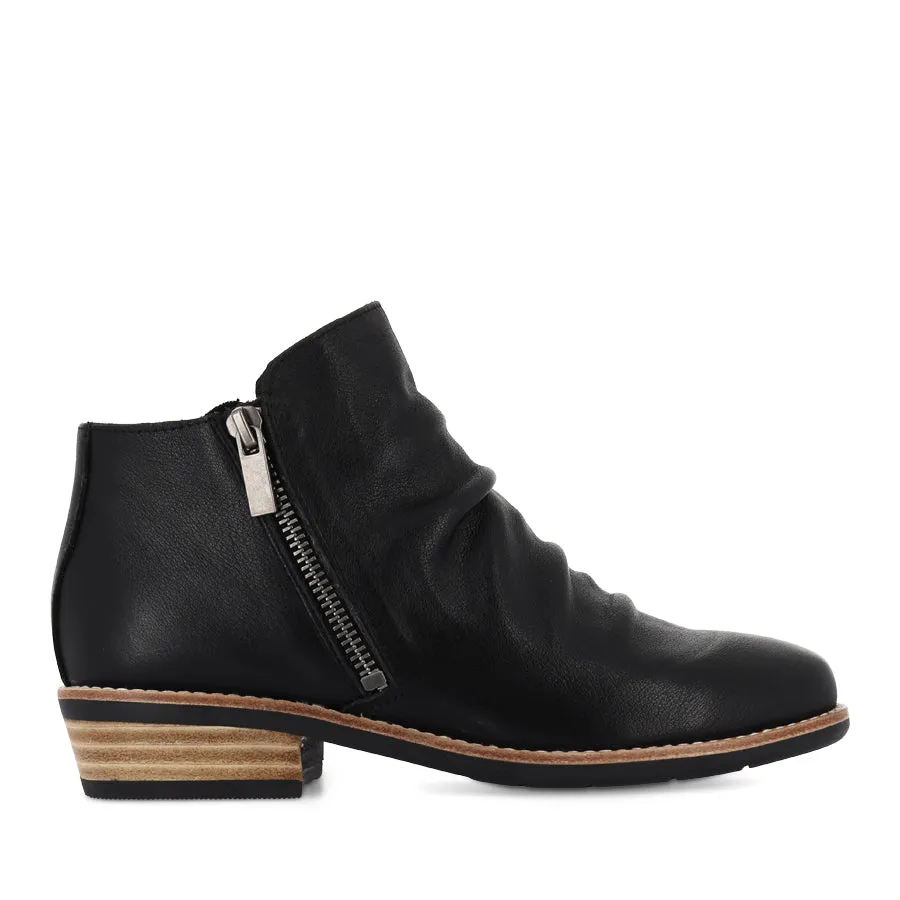 LANKIN - BLACK LEATHER NATURAL HEEL
