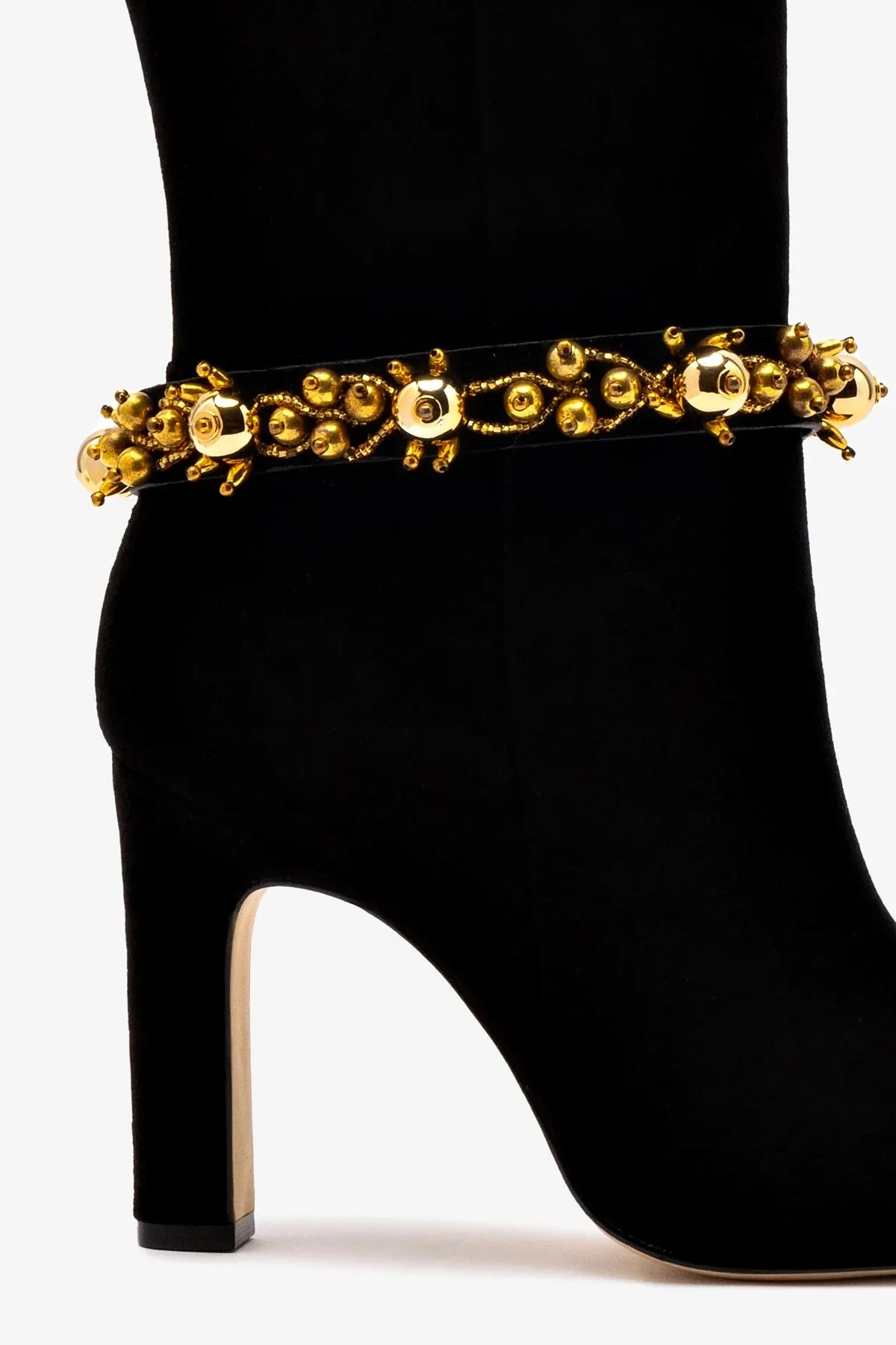 Larroud x Libertine Boot In Black Suede Leather and Golden Balls