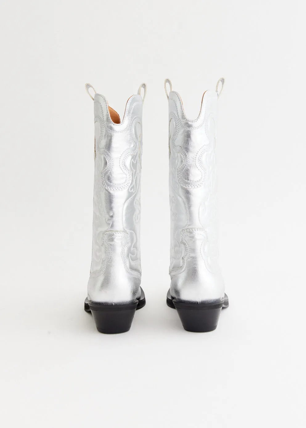 Mid Shaft Embroidered Western Boots Versatile Everyday Style, Branded Crossbody Bag For Travel