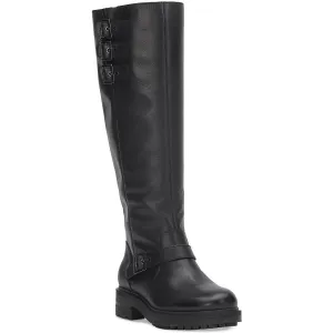 LBCitere Womens Buckle Leather Knee-High Boots