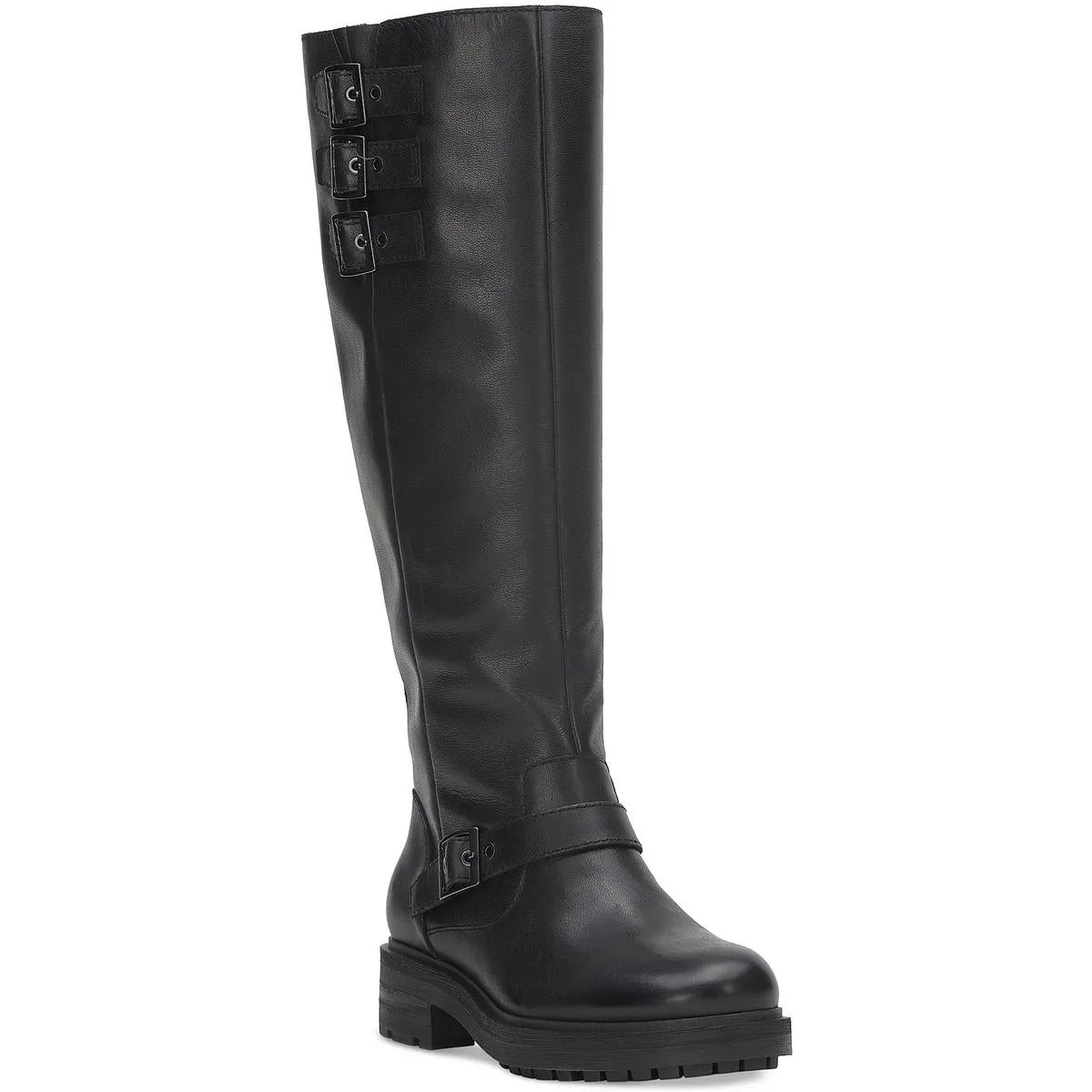 LBCitere Womens Buckle Leather Knee-High Boots