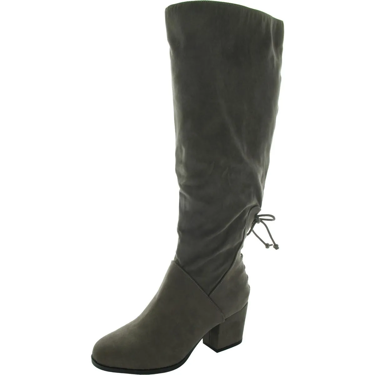 Leeda Womens Wide Calf Faux Suede Knee-High Boots