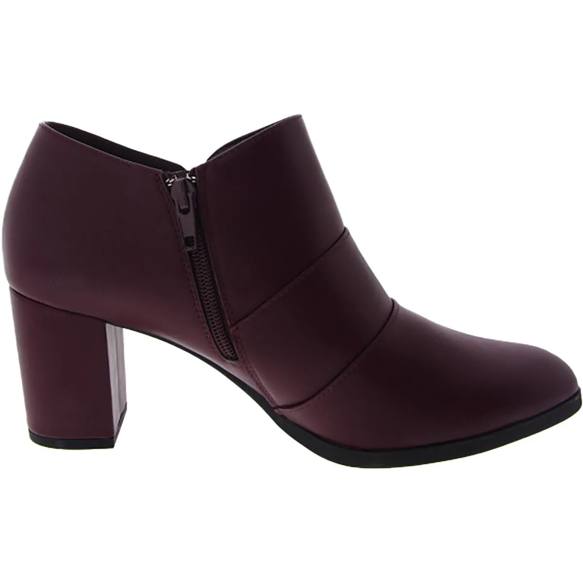 LEILANI Womens Faux Leather Zipper Booties