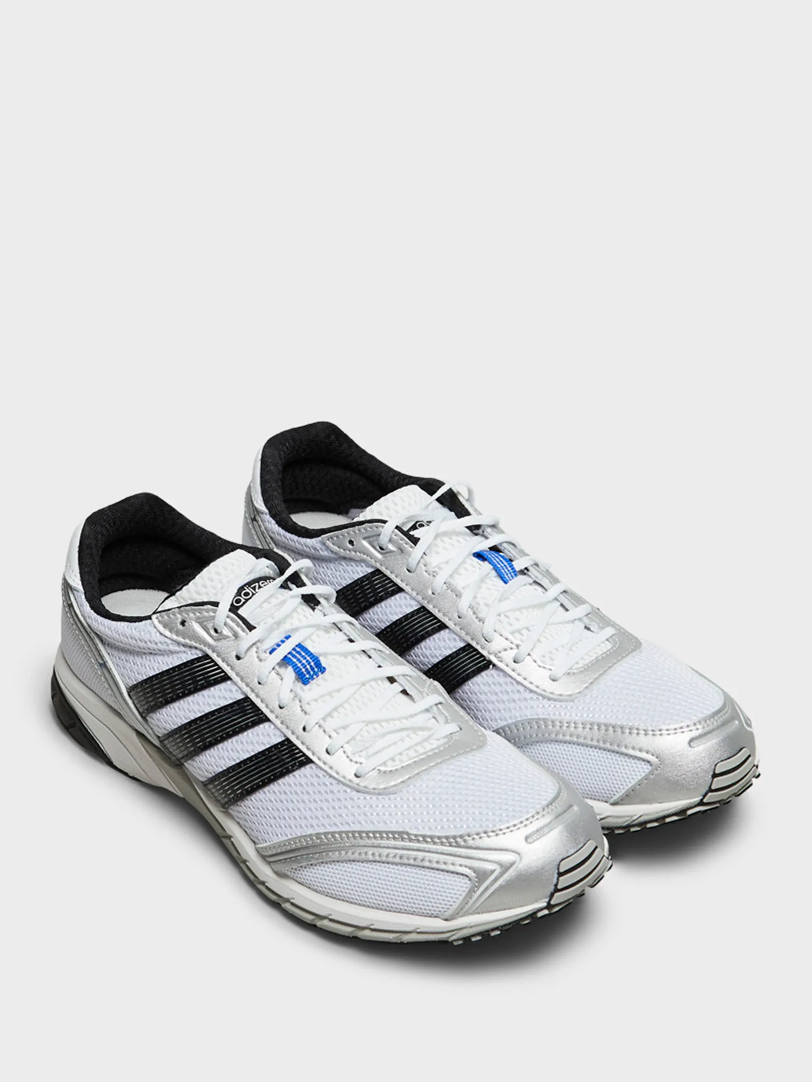 Adizero Adios OG Sneakers in White, Hi-Res Blue and Grey Five Synthetic