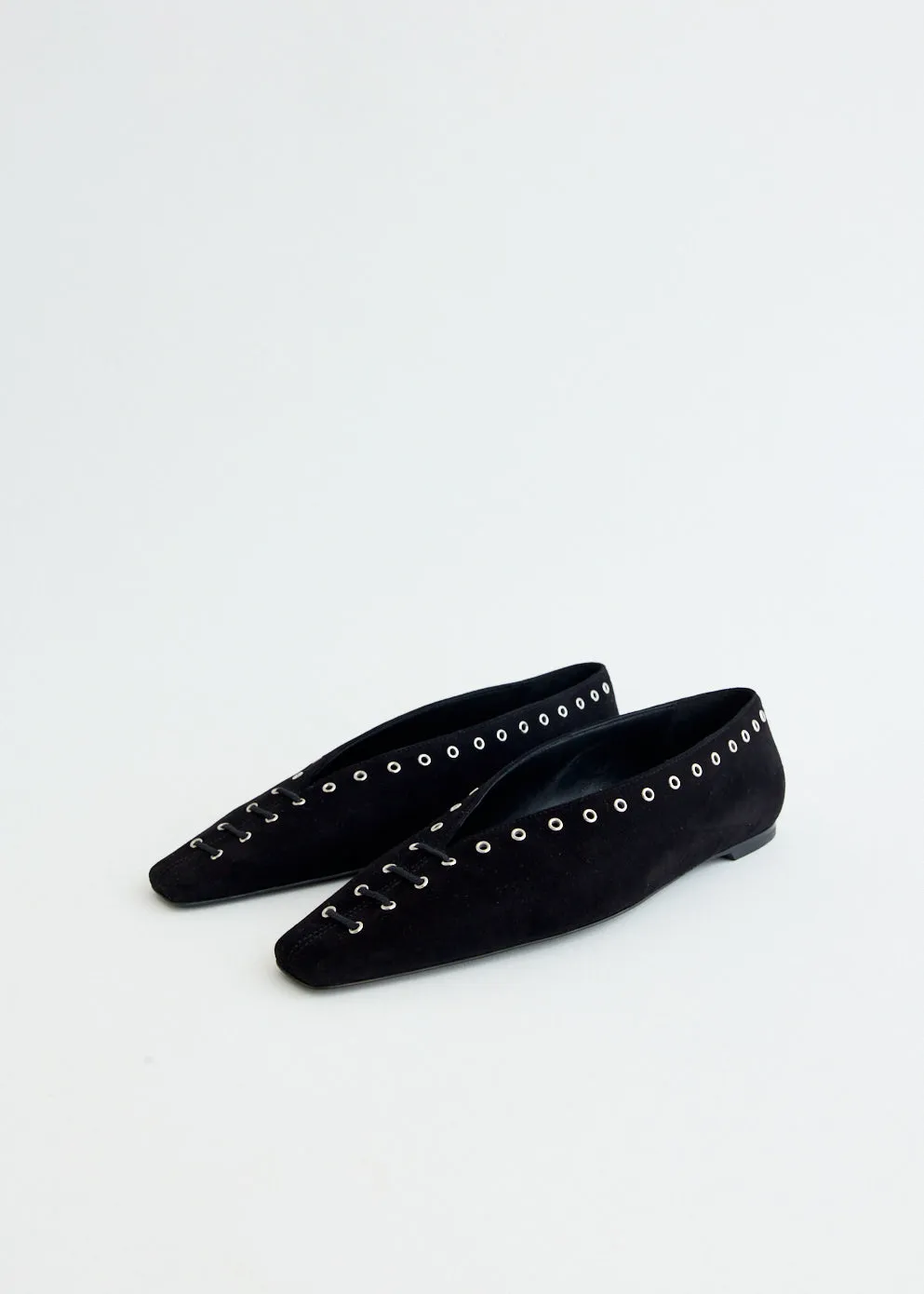 Designer Leather Handbag For Women Suede Lace Up Ballerinas
