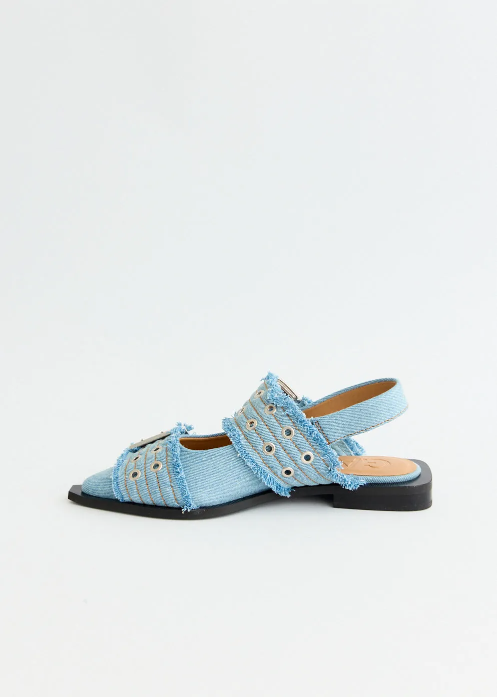 Denim Charms Feminine Buckle Ballerinas Style Delivered