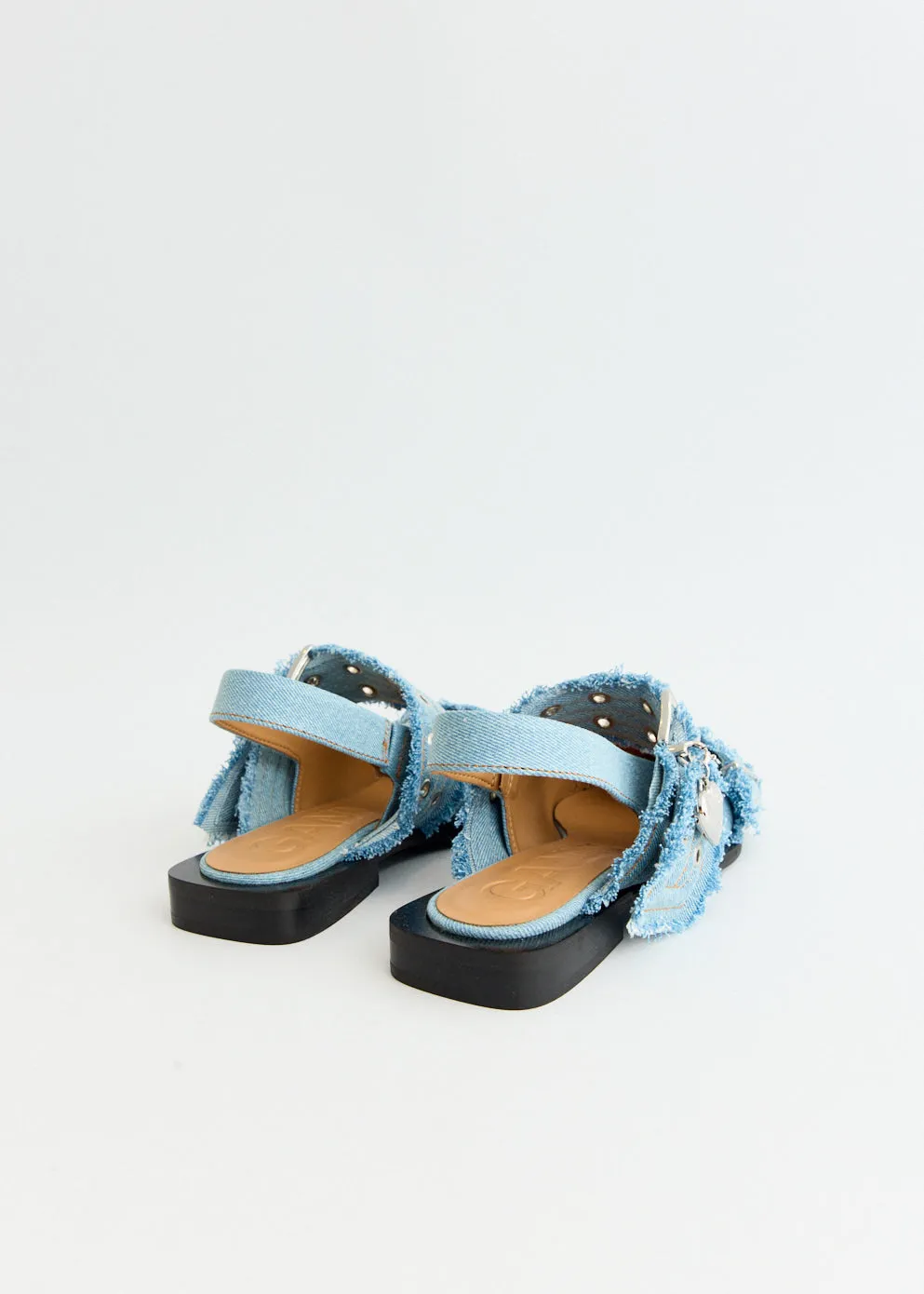 Ideal For Travel Denim Charms Feminine Buckle Ballerinas