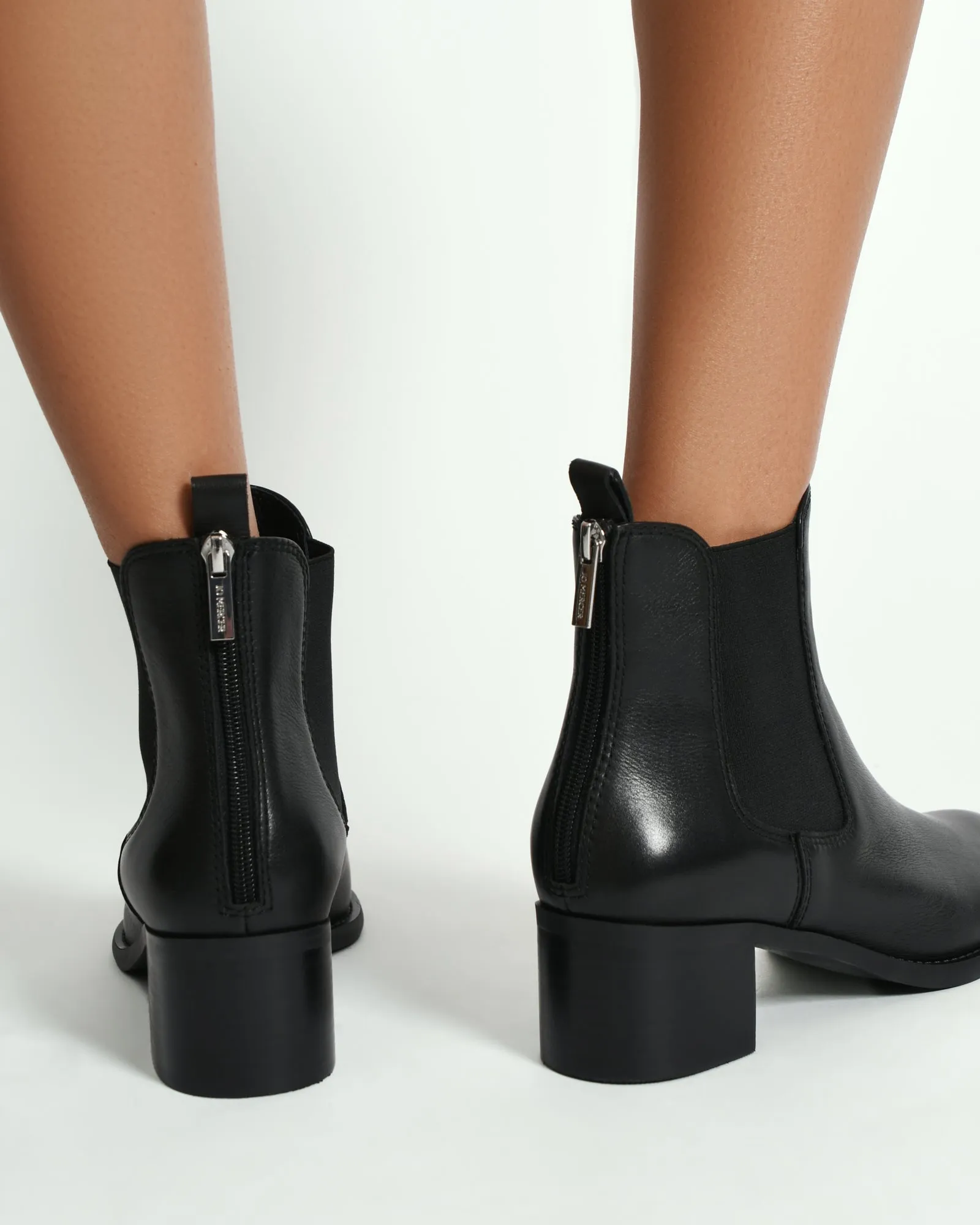 LUCAS MID ANKLE BOOTS BLACK LEATHER