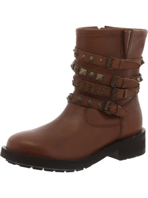 Luizia Womens Leather Block Heel Ankle Boots