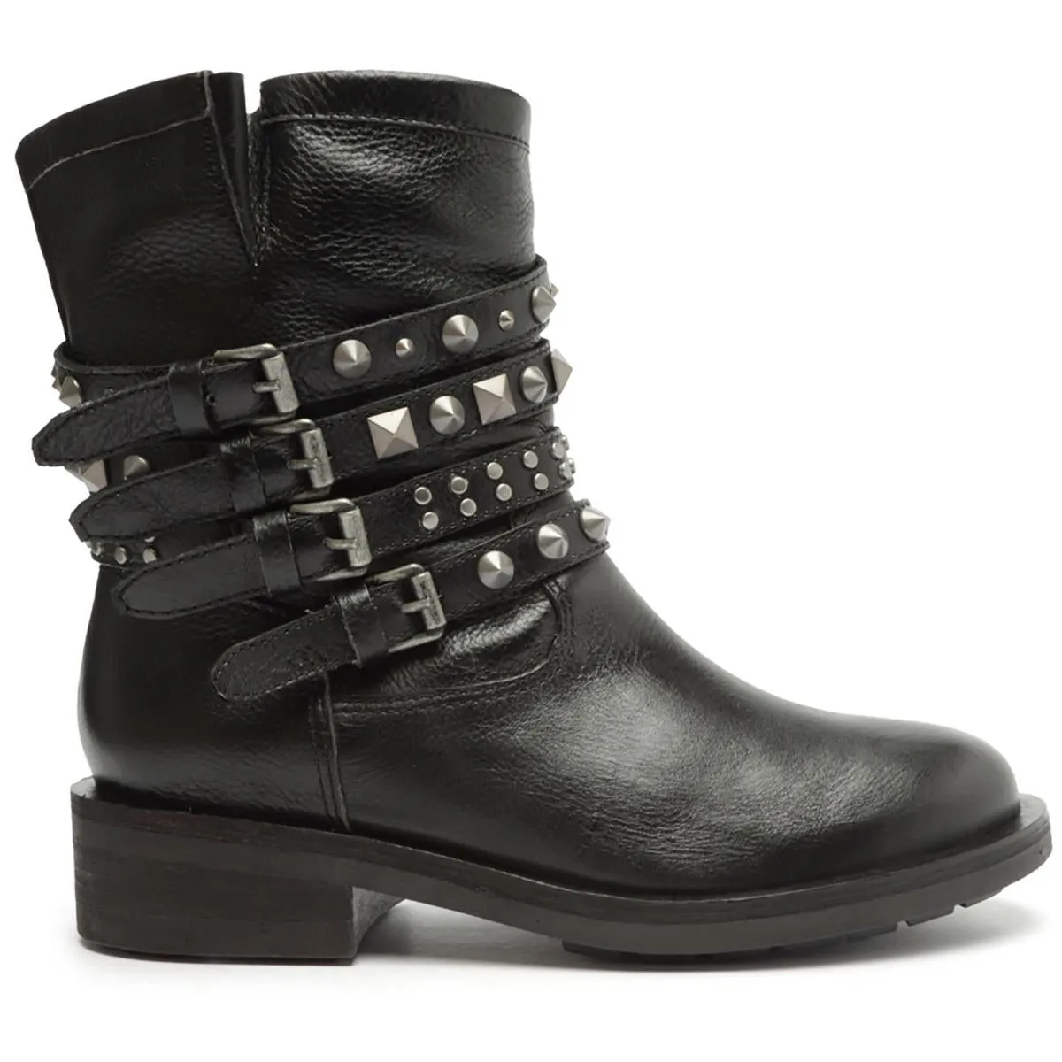 Luizia Womens Leather Block Heel Ankle Boots