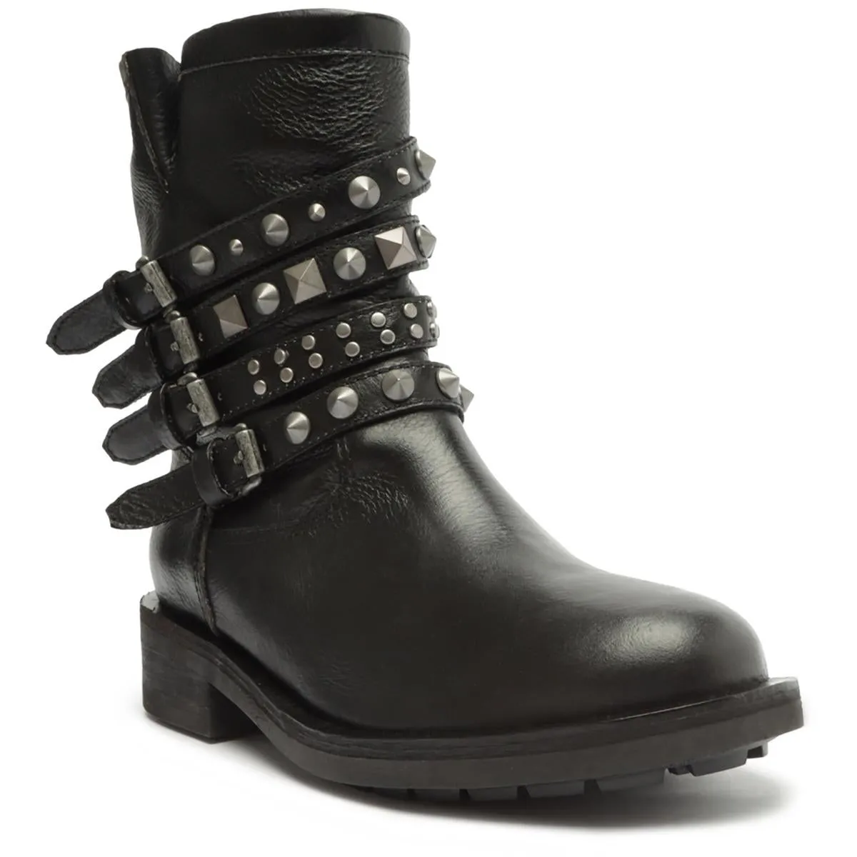 Luizia Womens Leather Block Heel Ankle Boots
