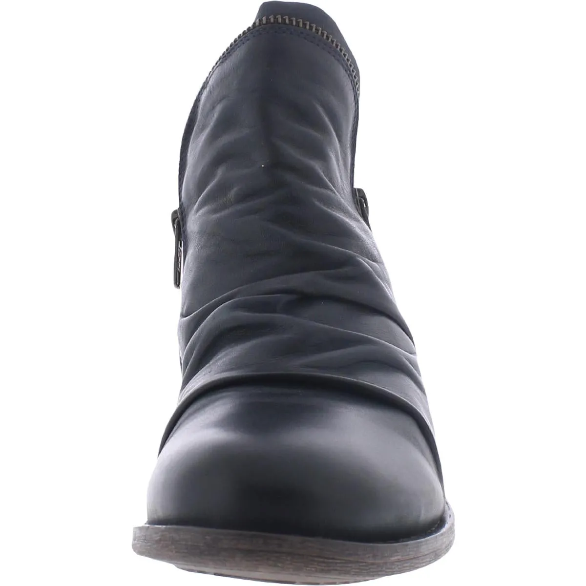 Luna Womens Leather Ruched Ankle Boots