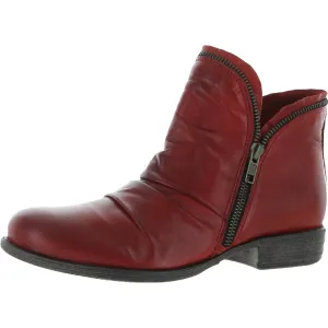 Luna Womens Leather Ruched Ankle Boots