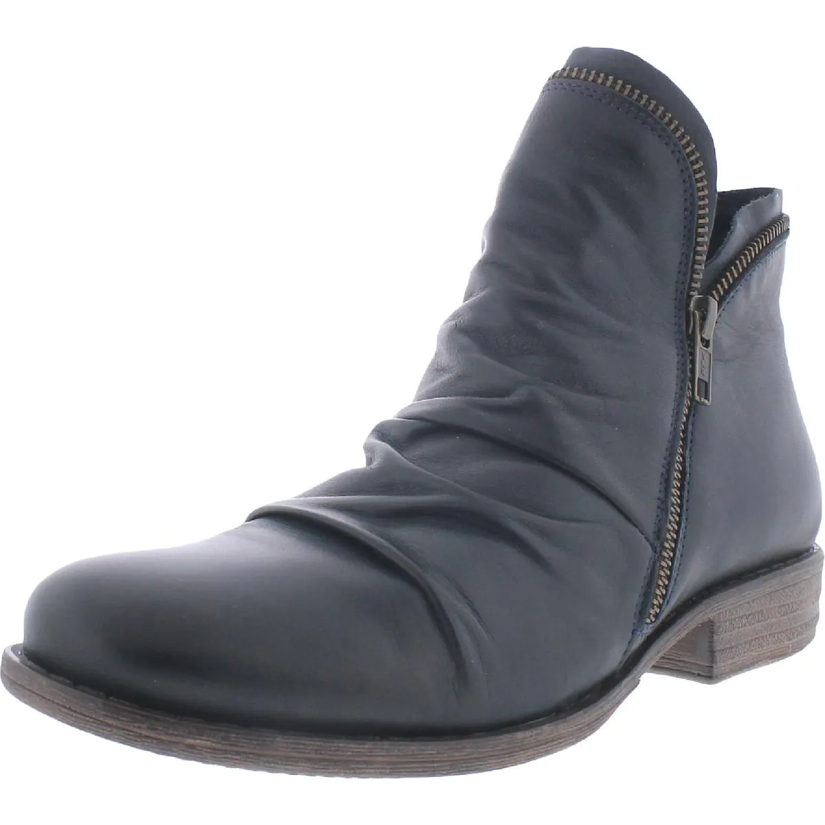 Luna Womens Leather Ruched Ankle Boots