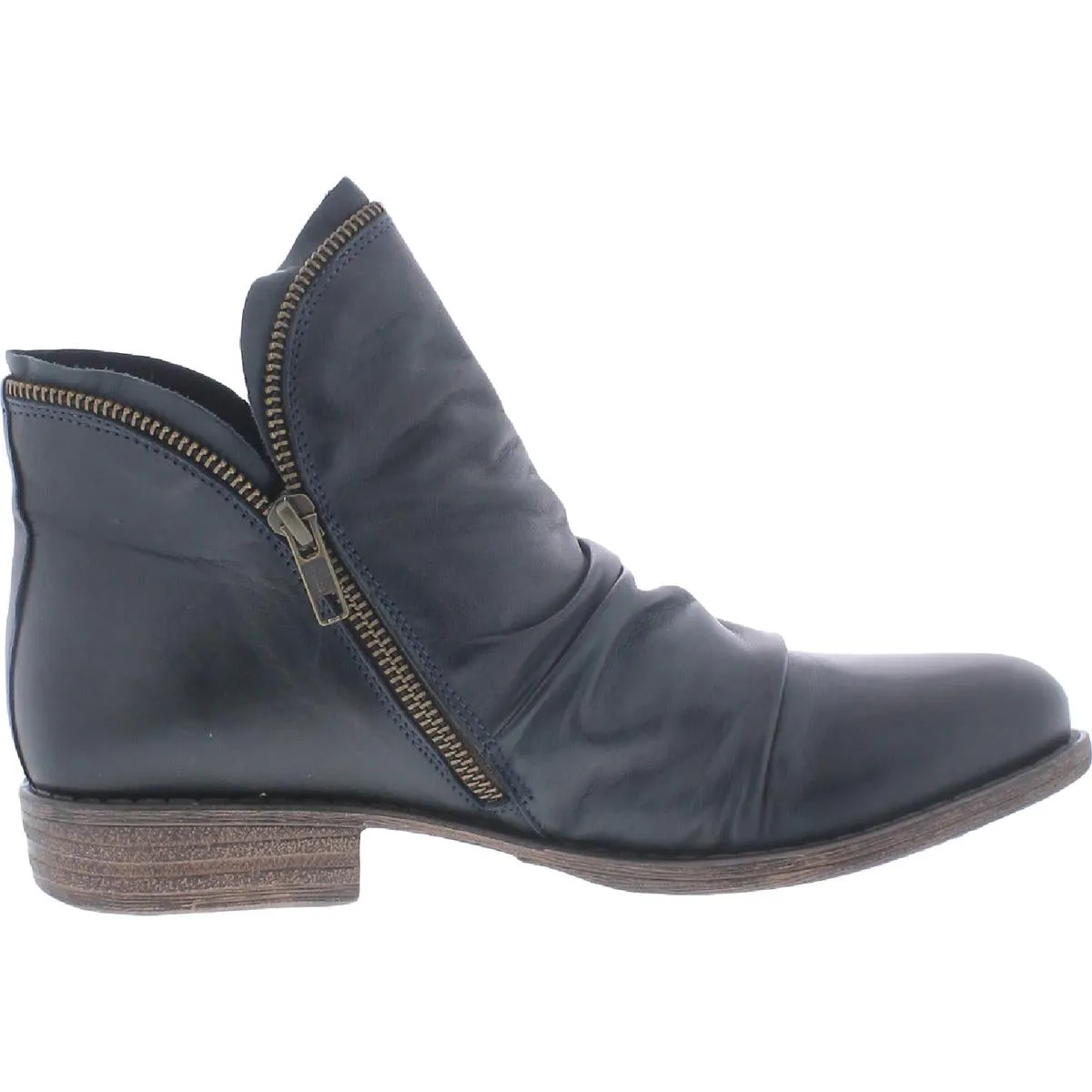 Luna Womens Leather Ruched Ankle Boots