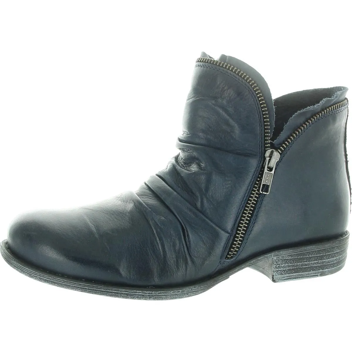 Luna Womens Leather Ruched Ankle Boots
