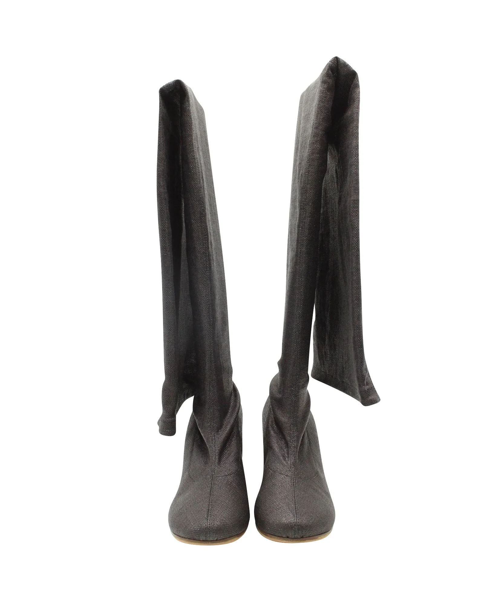 Maison Margiela Mid-thigh Boots in Dark Grey Canvas