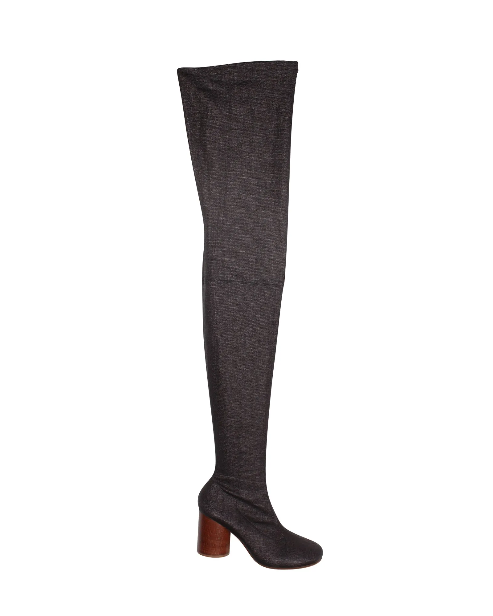 Maison Margiela Mid-thigh Boots in Dark Grey Canvas