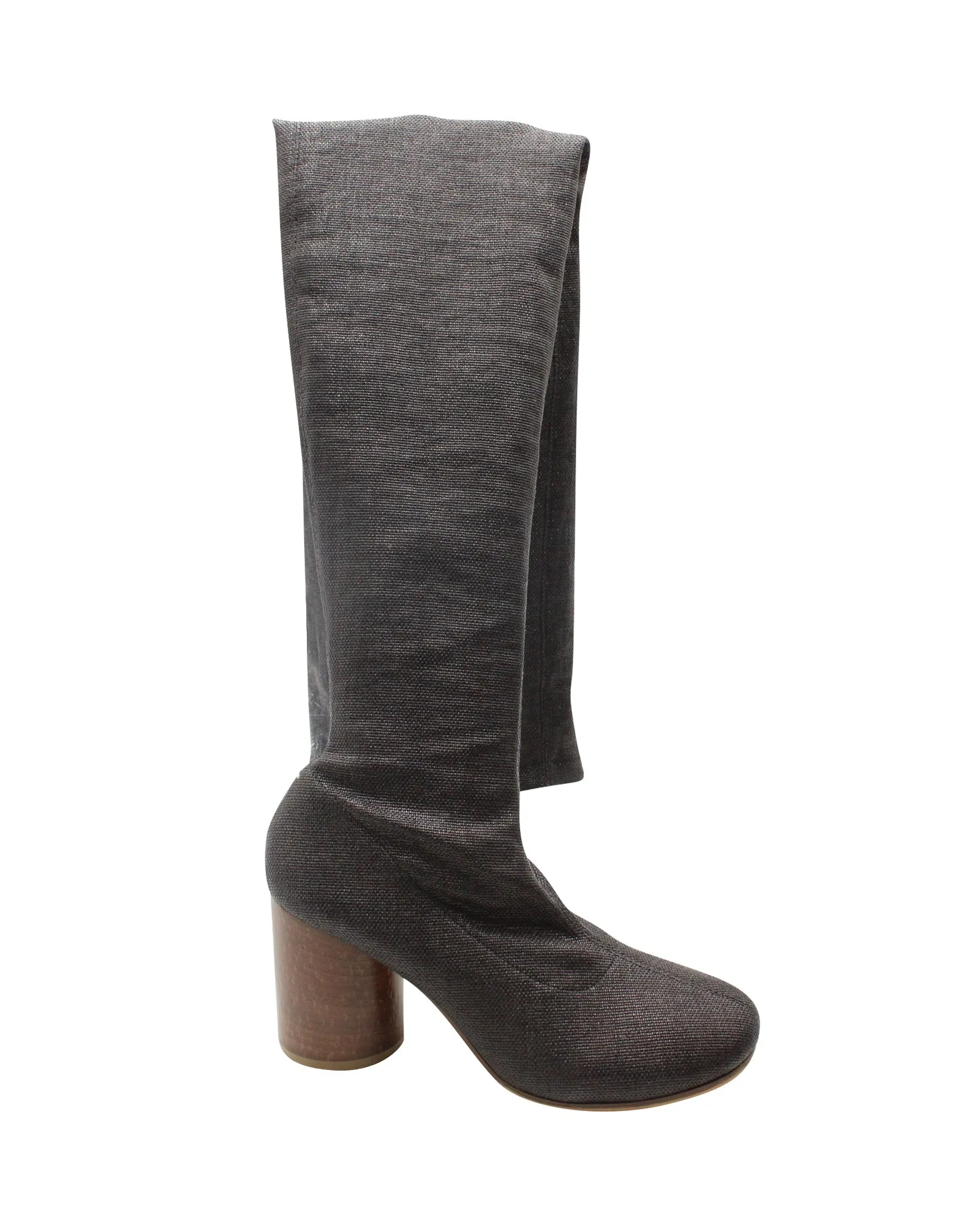 Maison Margiela Mid-thigh Boots in Dark Grey Canvas