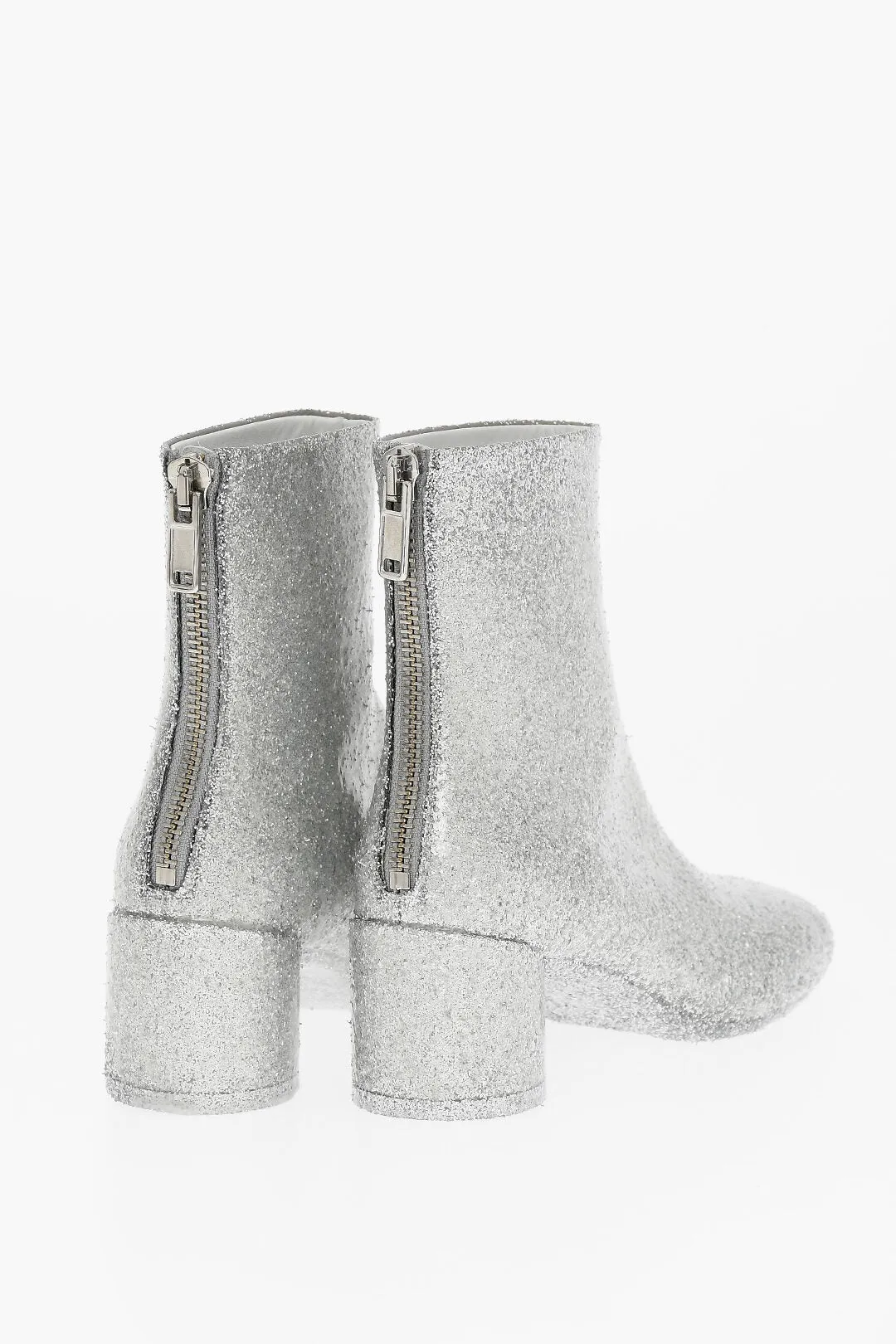 Maison Margiela Mm6 Square-Toe Glitter Booties 6Cm