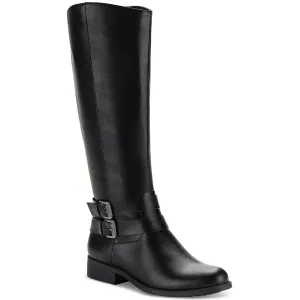 Malia Womens Faux Leather Buckle Mid-Calf Boots