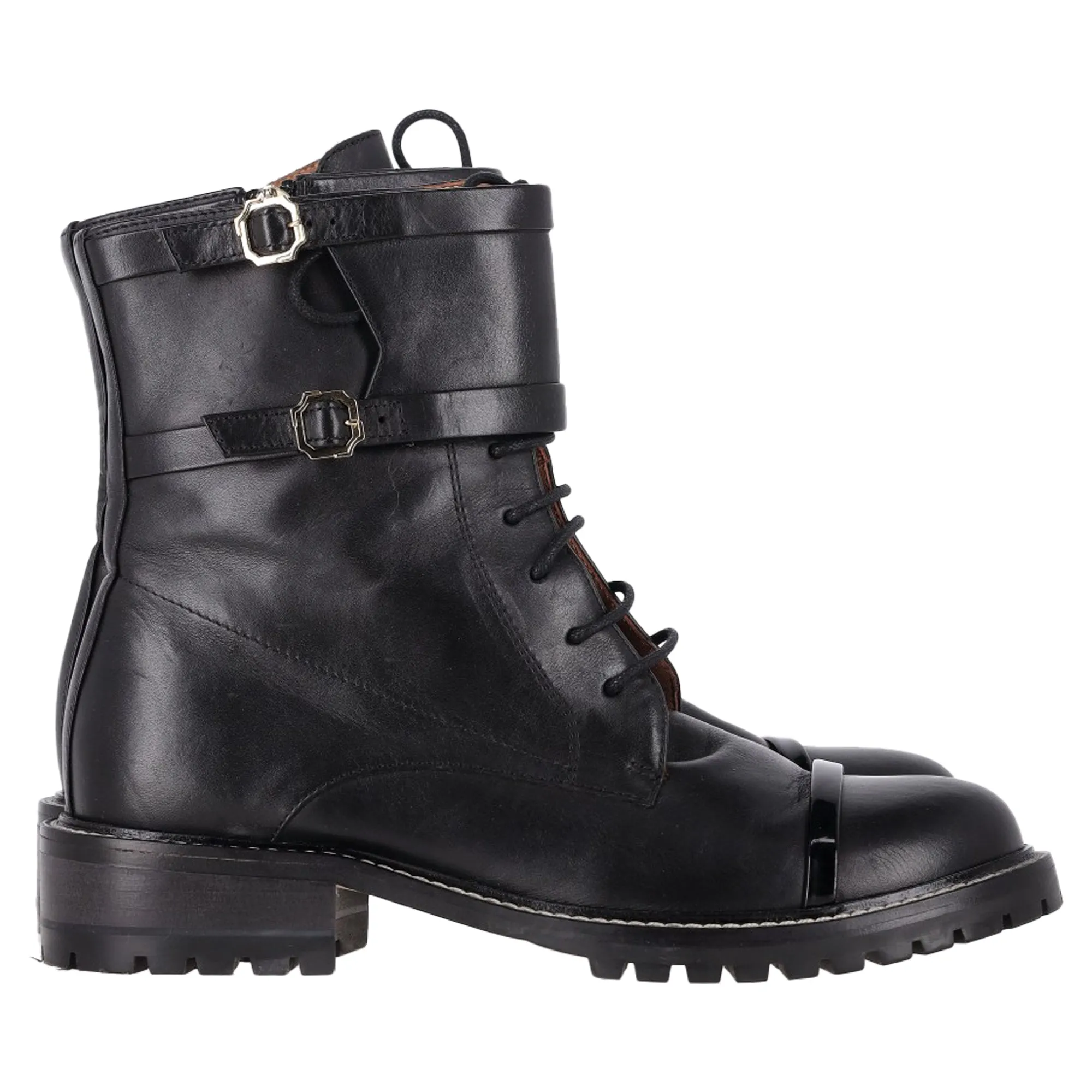 Malone Souliers Combat Boots in Black Leather