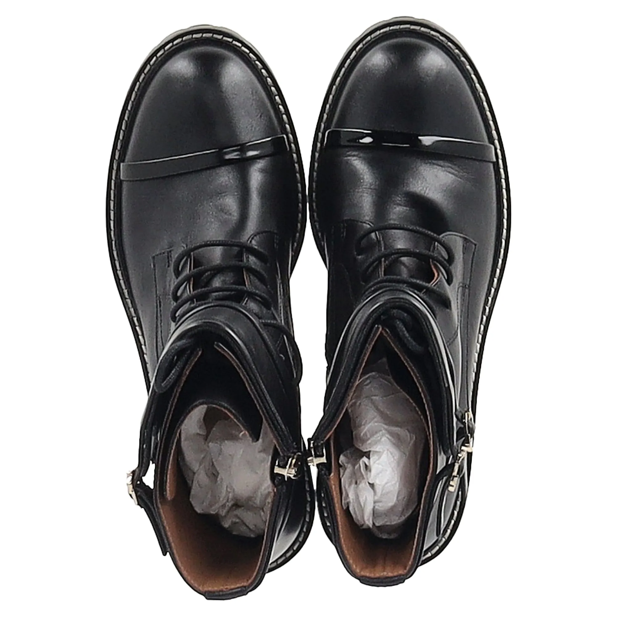 Malone Souliers Combat Boots in Black Leather