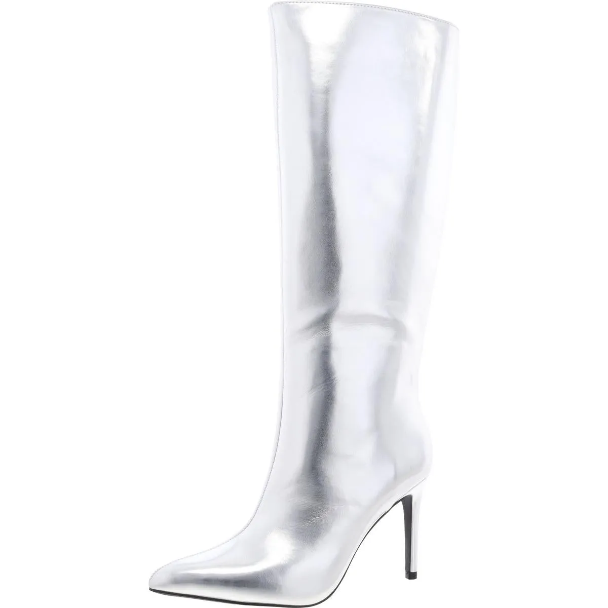 Marysol Womens Faux Leather Crinkle Knee-High Boots
