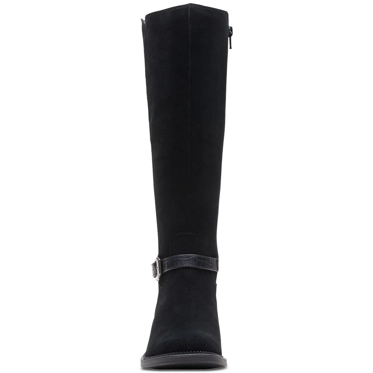 Maye Aster Womens Suede Buckle Knee-High Boots