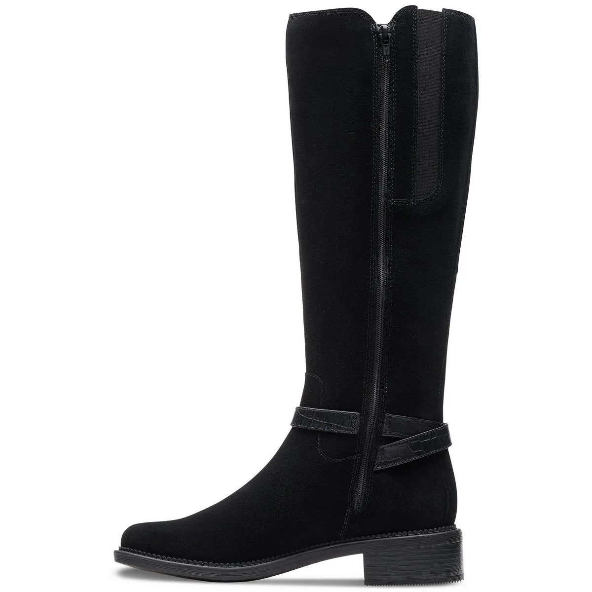 Maye Aster Womens Suede Buckle Knee-High Boots