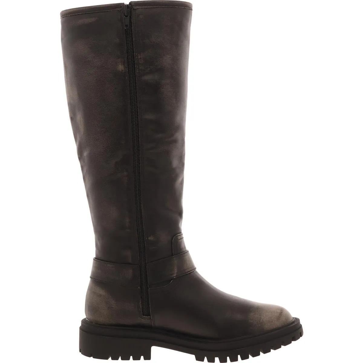 MH240803 Womens Zipper Faux Leather Motorcycle Boots