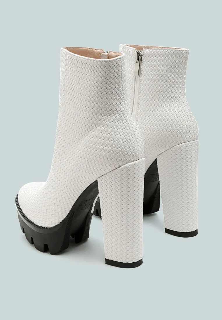 moleski textured block heeled boots