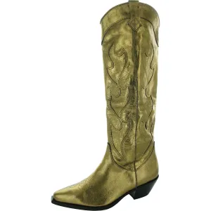 Moody Womens Embroidered Leather Knee-High Boots