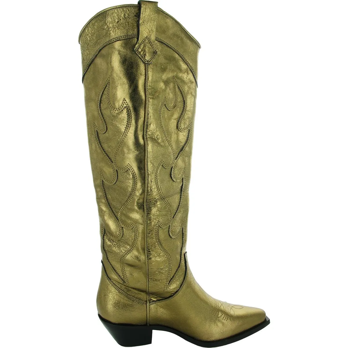 Moody Womens Embroidered Leather Knee-High Boots